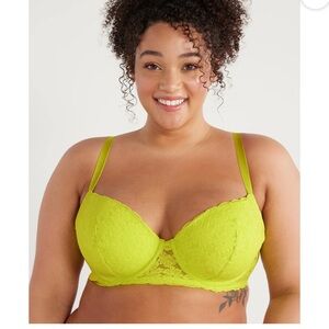 NWT 34B bright yellow wired bra light pad 1399